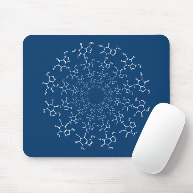 Caffeine Molecule Blue Mouse Pad (With Mouse)