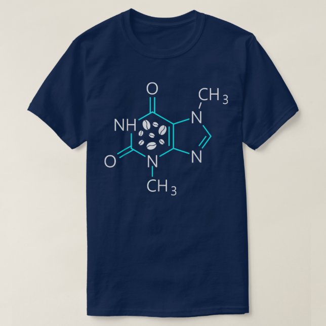 Caffeine Molecule Chemical Coffee Lover Chemistry  T-Shirt (Design Front)