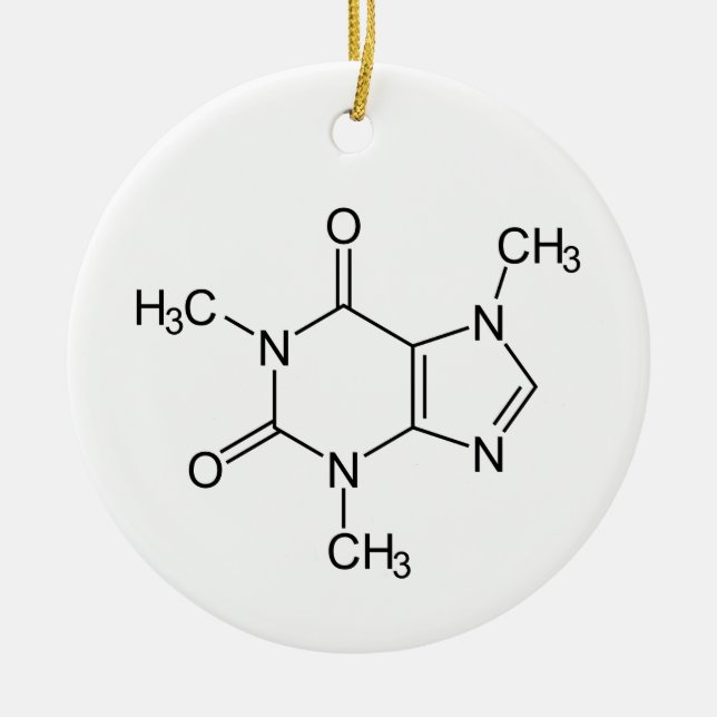 Caffeine Molecule Chemistry Coffee Atoms Ceramic Ornament (Front)