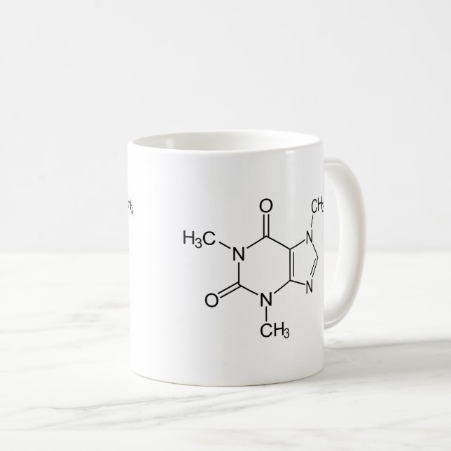 Caffeine Molecule Chemistry Coffee Atoms Mug (Front Right)
