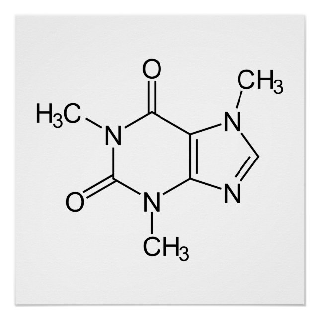 Caffeine Molecule Chemistry Coffee Atoms Poster (Front)