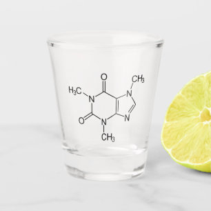 Caffeine Molecule Chemistry Coffee Atoms Shot Glass
