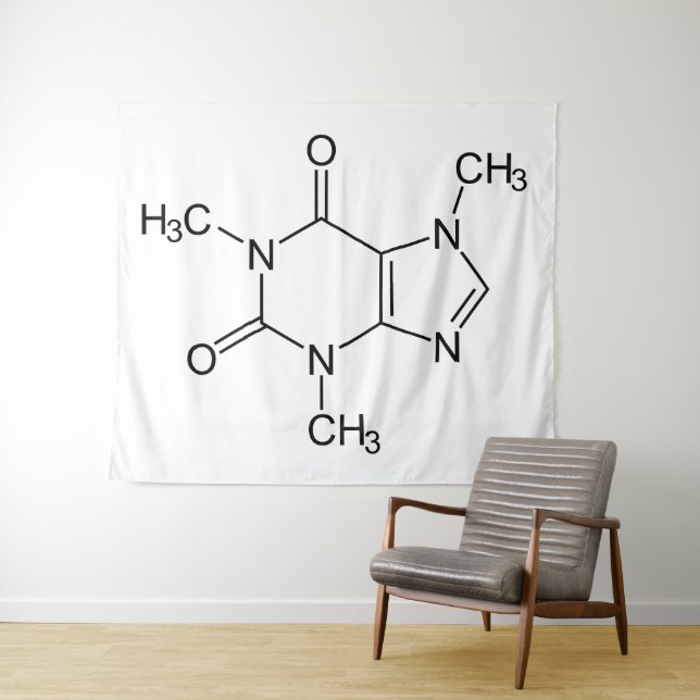 Caffeine Molecule Chemistry Coffee Atoms Tapestry (In Situ (Horizontal))