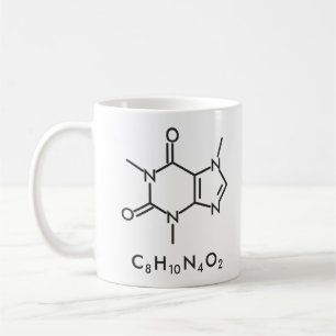 Caffeine Molecule Chemistry Line Drawing Coffee Mug