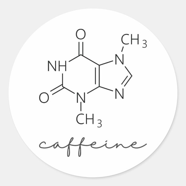 Caffeine Molecule Classic Round Sticker (Front)