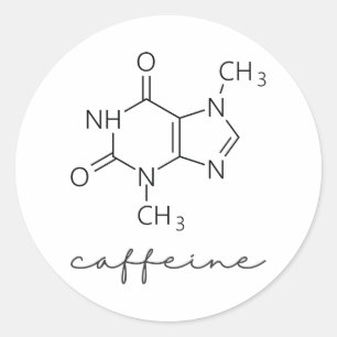 Caffeine Molecule Classic Round Sticker