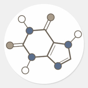 caffeine molecule classic round sticker