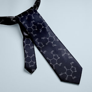 Caffeine Molecule Coffee Lovers Blue Tie