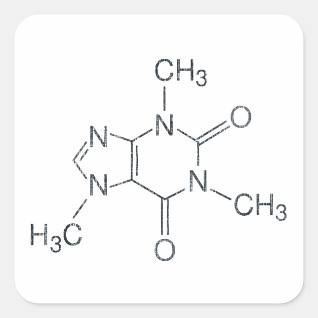 Caffeine Molecule for Coffee Lovers Square Sticker (Front)
