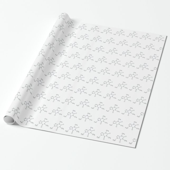 Caffeine Molecule for Coffee Lovers Wrapping Paper (Unrolled)