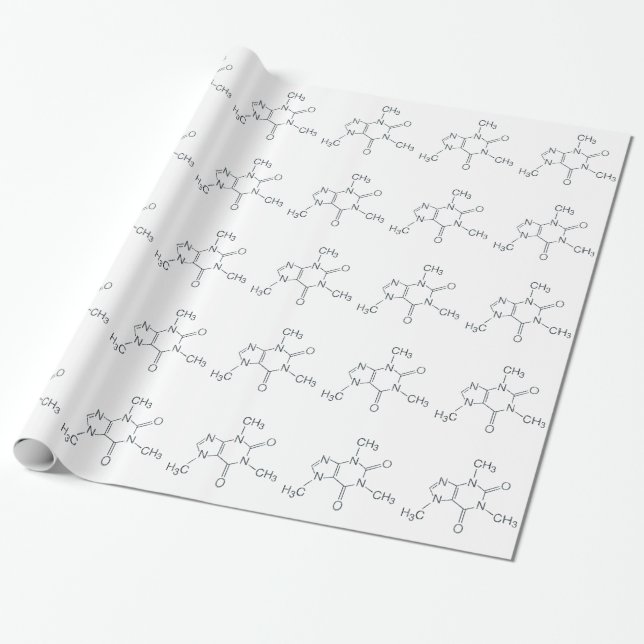 Caffeine Molecule for Coffee Lovers Wrapping Paper (Unrolled)