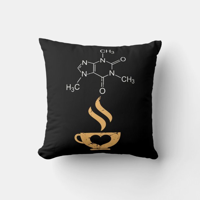 Caffeine Molecule Gift Coffee Lover Science Nerds Cushion (Front)