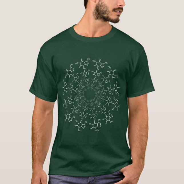 Caffeine Molecule Green T-Shirt (Front)