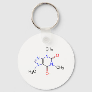 Caffeine Molecule Key Ring