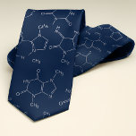 Caffeine Molecule Navy Blue Tie<br><div class="desc">Science Necktie for Chemists & Coffee Enthusiasts. Fuel your passion for science and coffee with this stylish navy blue tie featuring a repeating caffeine molecule design. With its rich, elegant blue background and crisp white molecular structure print, this necktie is perfect for chemists, science teachers, baristas, or anyone whose day...</div>
