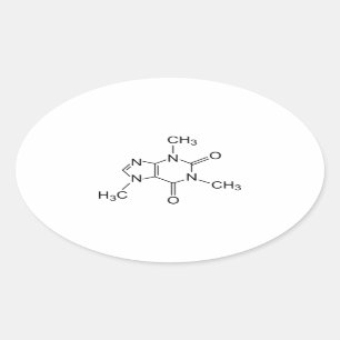 Caffeine Molecule Oval Sticker
