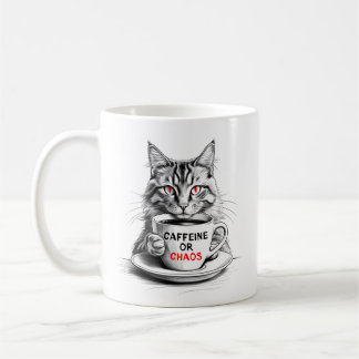 Caffeine Or Chaos Cat Coffee Lover Mug