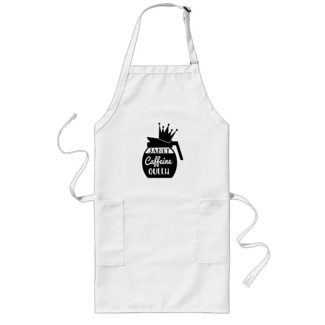 Caffeine QUEEN Coffee Pot Personalized  Long Apron (Front)