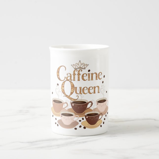 Caffeine Queen – Elegant Bone China Coffee Mug (Front)