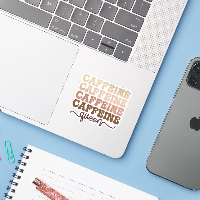 Caffeine Queen I Love Coffee Quote Funny Happy (Laptop w/ iPhone)