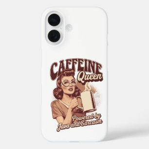 Caffeine Queen – Java & Sarcasm Retro Design iPhone 16 Case