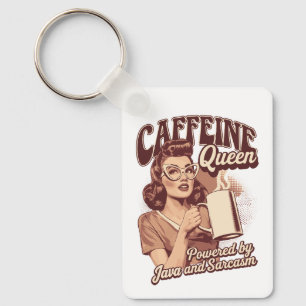 Caffeine Queen – Java & Sarcasm Retro Design Key Ring