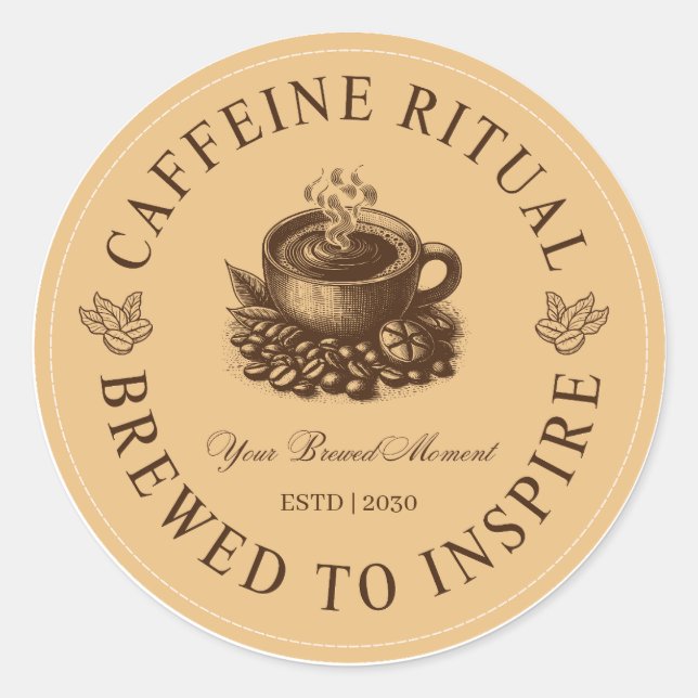 Caffeine Ritual Coffee Cup Sticker Brewed to Inspi (Front)