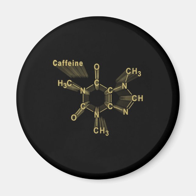 Caffeine Structural chemical formula gold Magnet (Front)