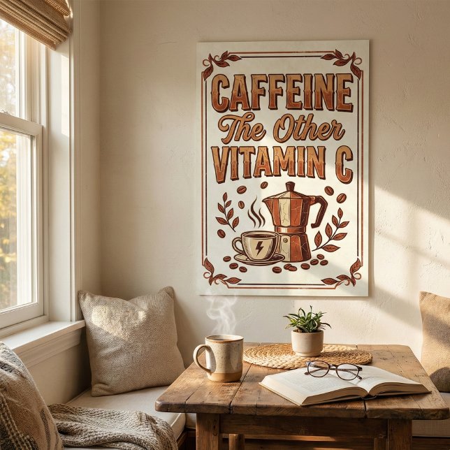 Caffeine The Other Vitamin C Vintage Coffee Poster (Creator Uploaded)