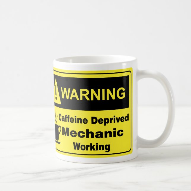 Caffeine Warning Mechanic Coffee Mug (Right)