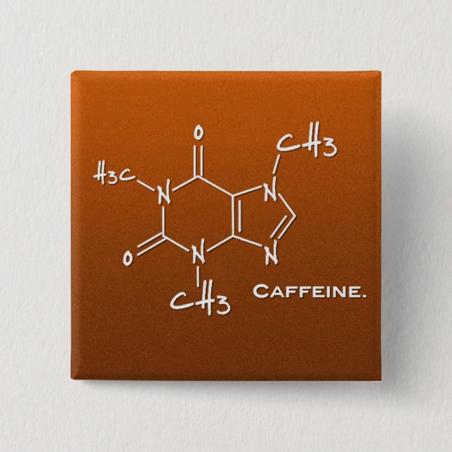 Caffiene molecule (chemical structure) 15 cm square badge (Front)