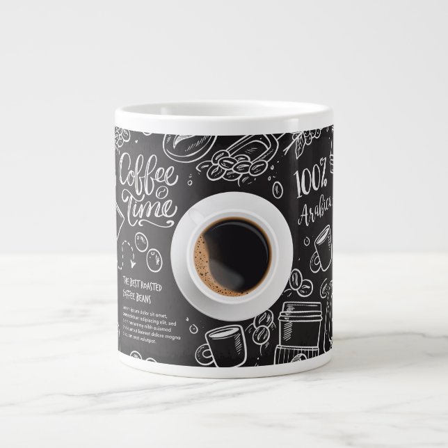 "Caffine Chronicles: Artisanal Ceramic Mug" Large Coffee Mug (Front)