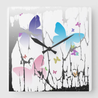 Caged Butterflies Square Wall Clock