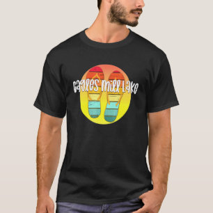 Cagles Mill Lake Indiana Retro Flipflop Sunset Gra T-Shirt