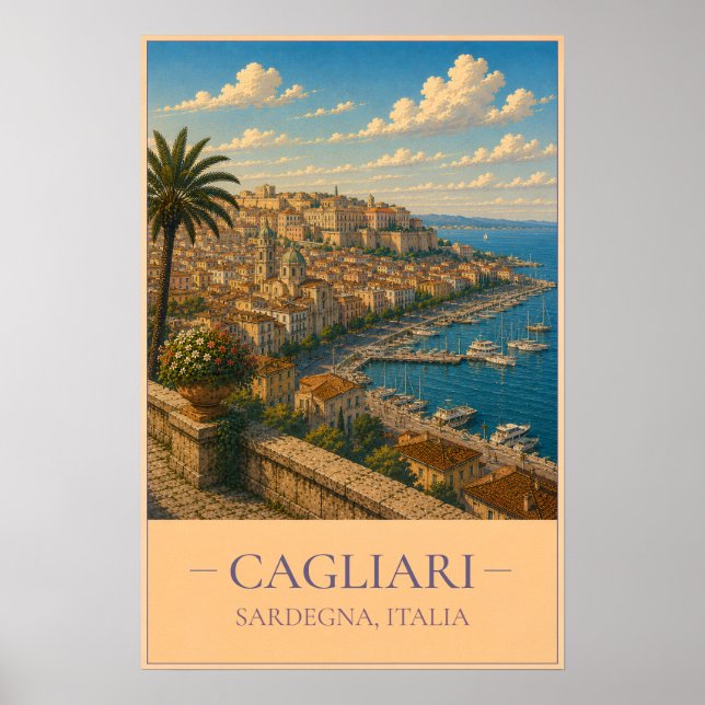Cagliari, Italy – Vintage Travel Poster (Front)