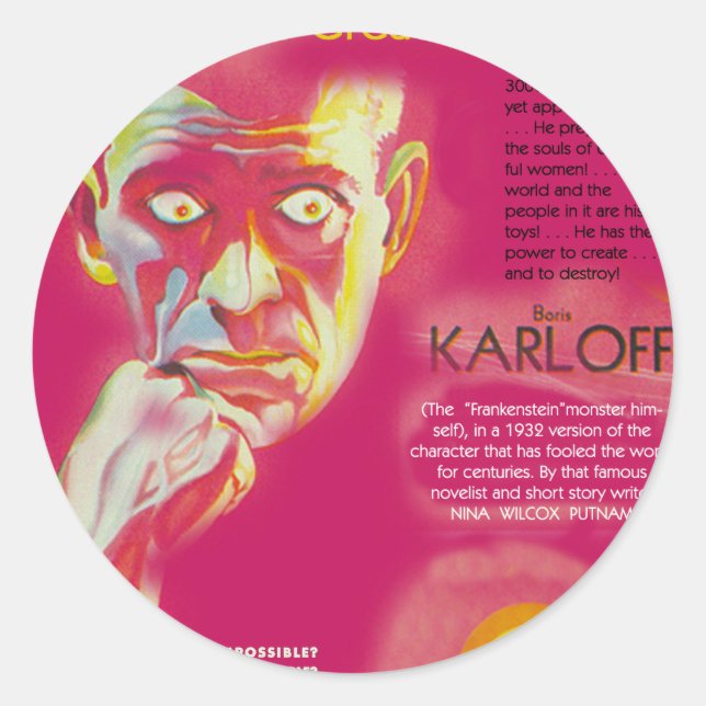 Cagliostro movie poster (Boris Karloff) Classic Round Sticker (Front)