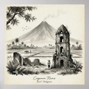 Cagsawa Ruins & Mayon Volcano Philippines Poster