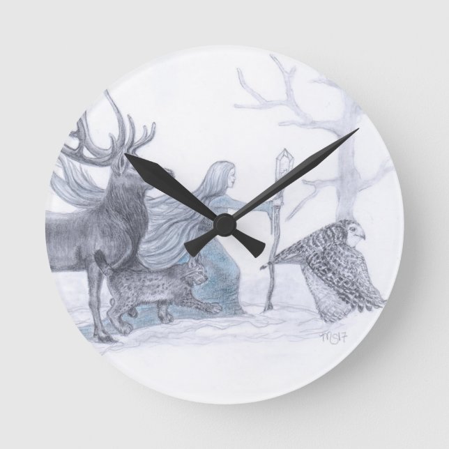 Cailleach Goddess Of Winter Round Clock (Front)