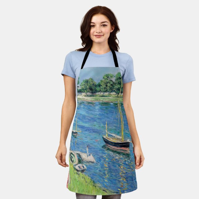 Caillebotte - Seine at Argenteuil, Boats at anchor Apron (Worn)