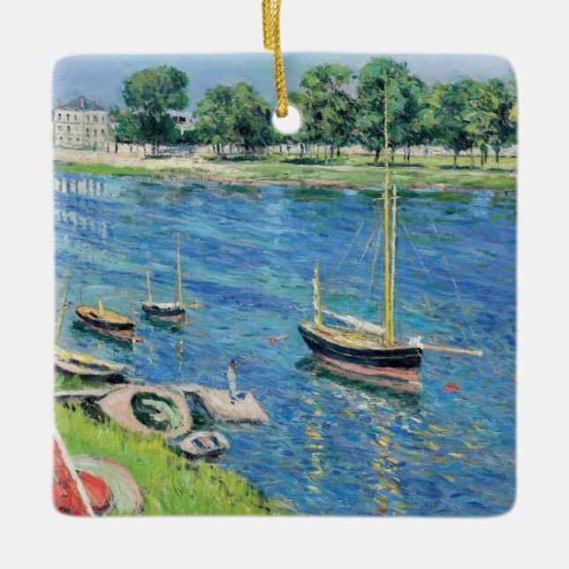 Caillebotte - Seine at Argenteuil, Boats at anchor Ceramic Ornament (Front)