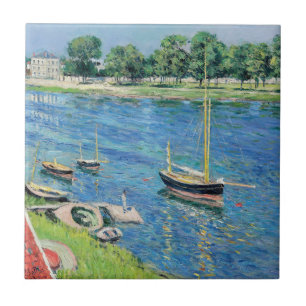 Caillebotte - Seine at Argenteuil, Boats at anchor Ceramic Tile