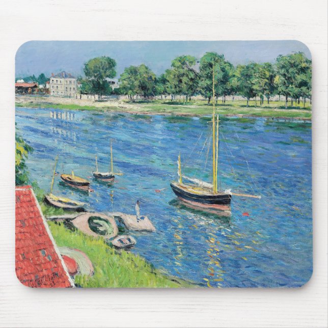Caillebotte - Seine at Argenteuil, Boats at anchor Mouse Pad (Front)