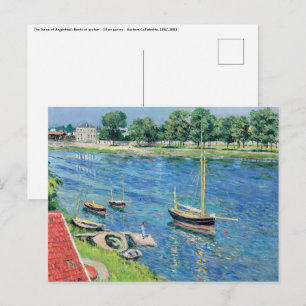 Caillebotte - Seine at Argenteuil, Boats at anchor Postcard