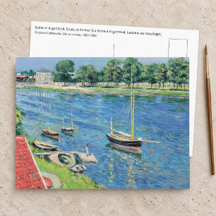 Caillebotte - Seine at Argenteuil, Boats at anchor Postcard