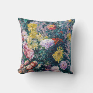 Caillebotte - White and Yellow Chrysanthemums Cushion