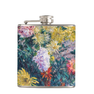 Caillebotte - White and Yellow Chrysanthemums Hip Flask