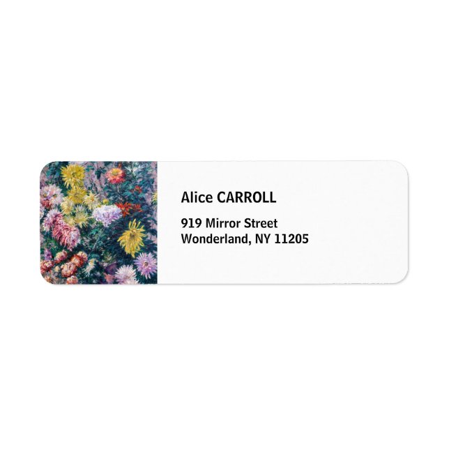 Caillebotte - White and Yellow Chrysanthemums Return Address Label (Front)
