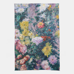 Caillebotte - White and Yellow Chrysanthemums Tea Towel