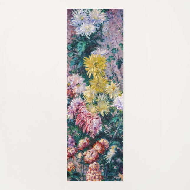Caillebotte - White and Yellow Chrysanthemums Yoga Mat (Front)