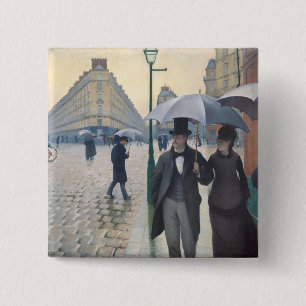 Caillebotte's Rue de Paris, temps de pluie 15 Cm Square Badge